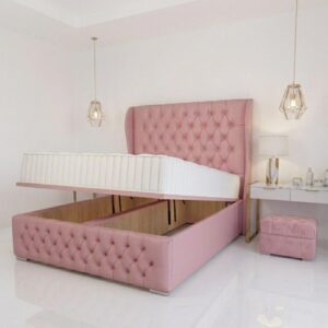 Blossom upholstered ottoman bed frame with gas lift storage base UK bedroom furniture