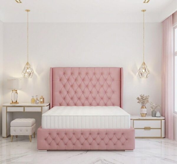 Blossom luxury ottoman bed with under bed storage and padded headboard UK
