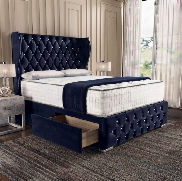 Aurora Winged Headboard Divan Bed - Premium Beds UK with Storage Options